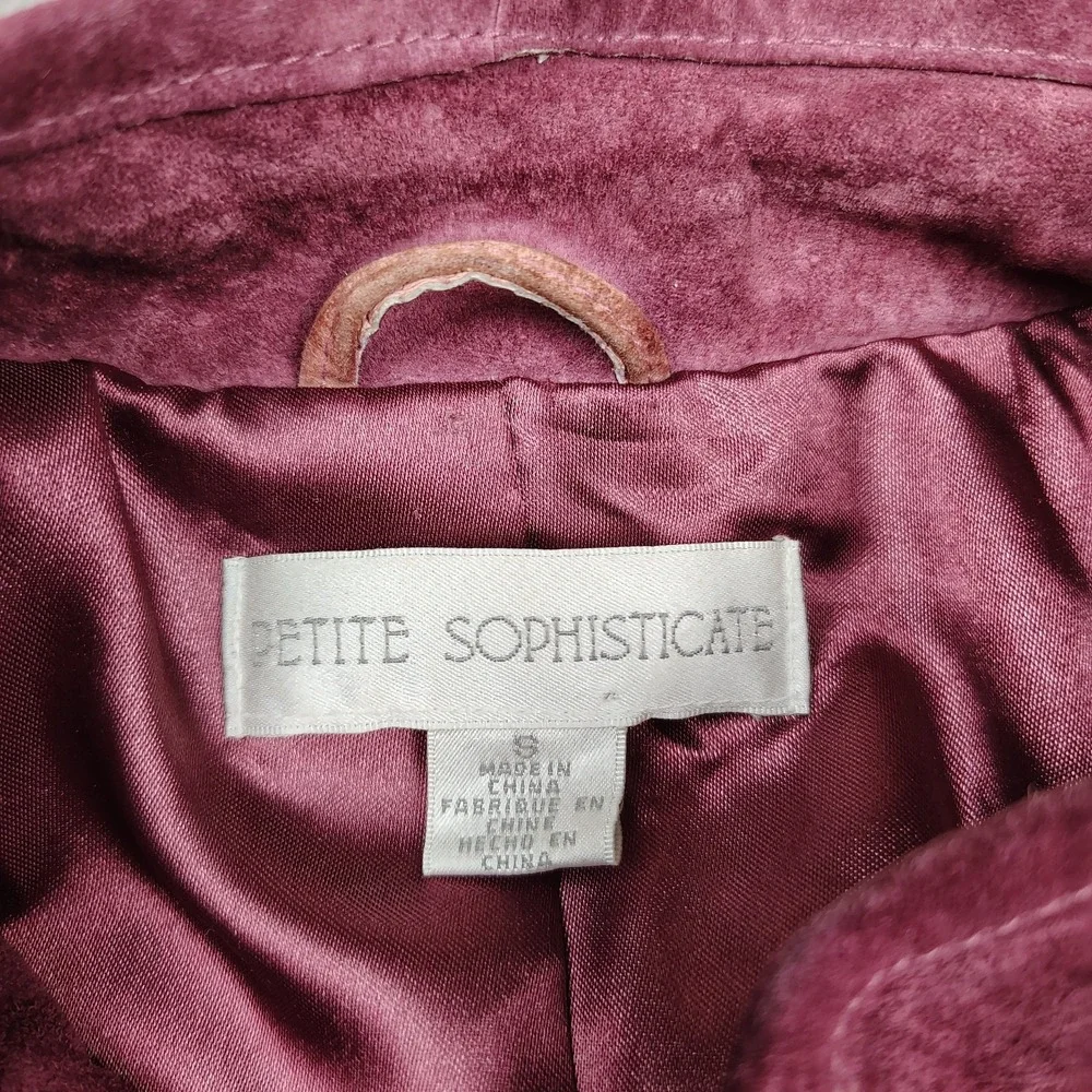 Petite Sophisticate Suede Leather Jacket Women Small‎ Merlot Full Zip Lined